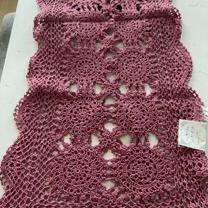 Handmade Crochet Runner in Dusty Rose